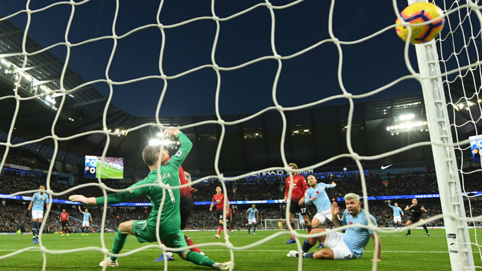 NET GAIN : David Silva's shot nestles in the back of the United goal.