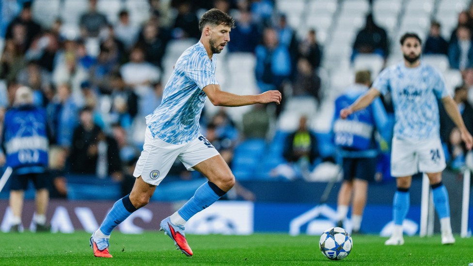 GETTING WARM  : Ruben Dias preparing for kick-off. 