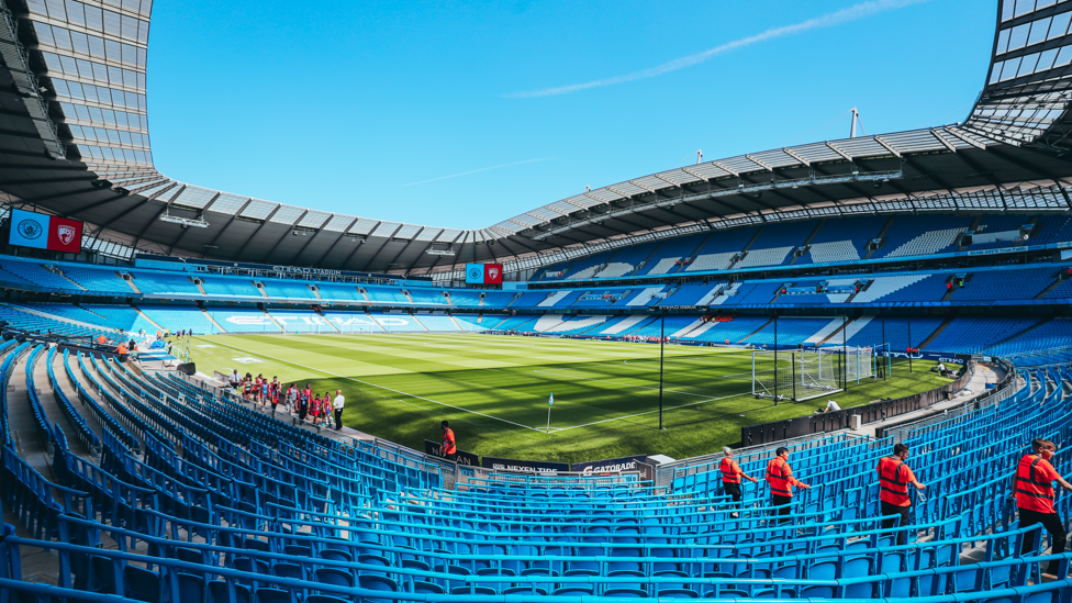 BACK HOME : Our first home game of the season! Good to be back at the Etihad Stadium. 