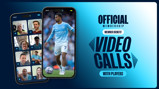 Promotional image for Manchester City official membership benefits featuring video call opportunity with players.