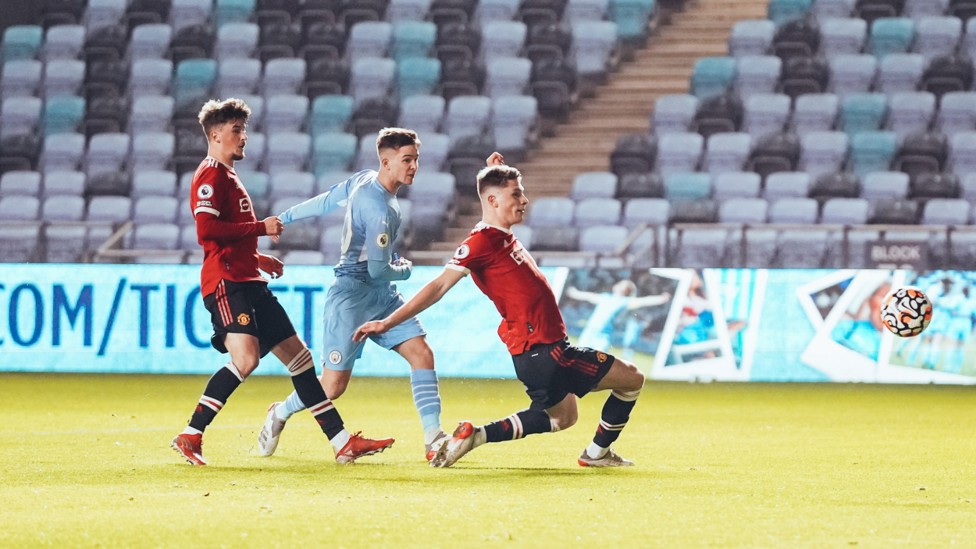 MAC ATTACK: James McAtee fires in a shot
