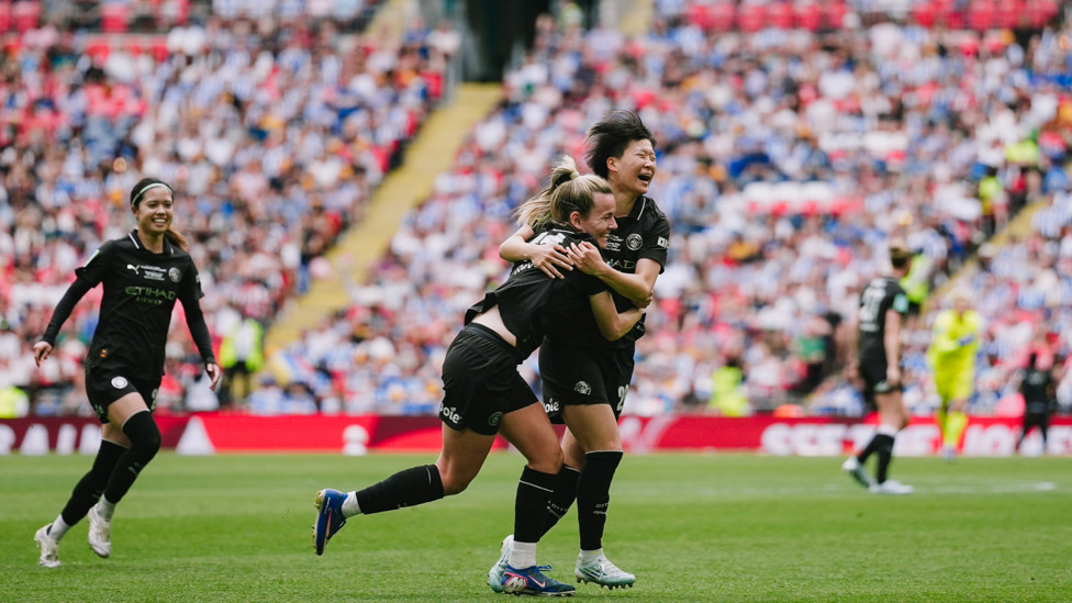 Impact : Aoba Fujino wheels away in celebration from scoring off the bench