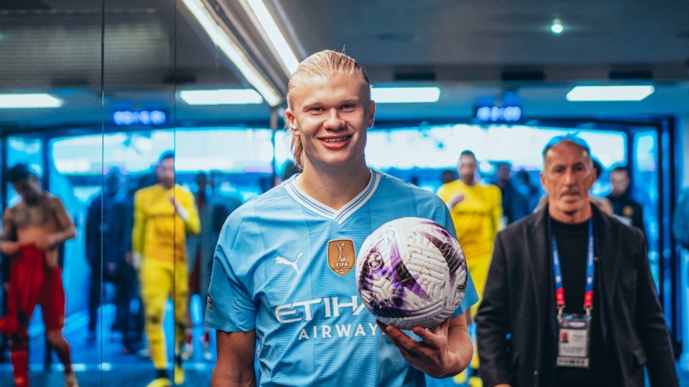 MATCH BALL: Man of the Match, Erling Haaland, takes home the match ball