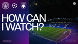 Matchday image detailing viewing information for Manchester City vs AEK Athens UEFA Champions League on October 14, 2026, at Etihad Stadium with kickoff at 20:00 UK time.