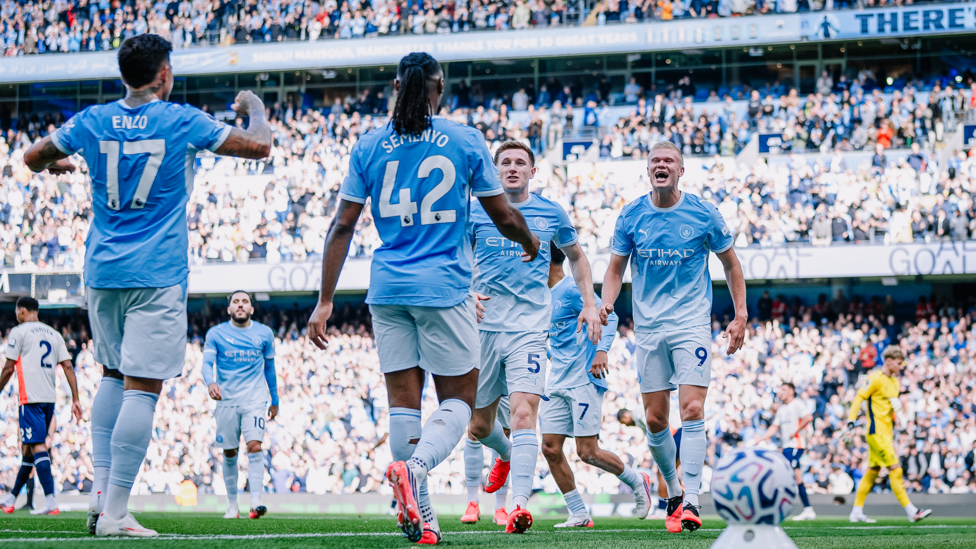 HAPPY HAALAND : Celebrates after heading us in front!