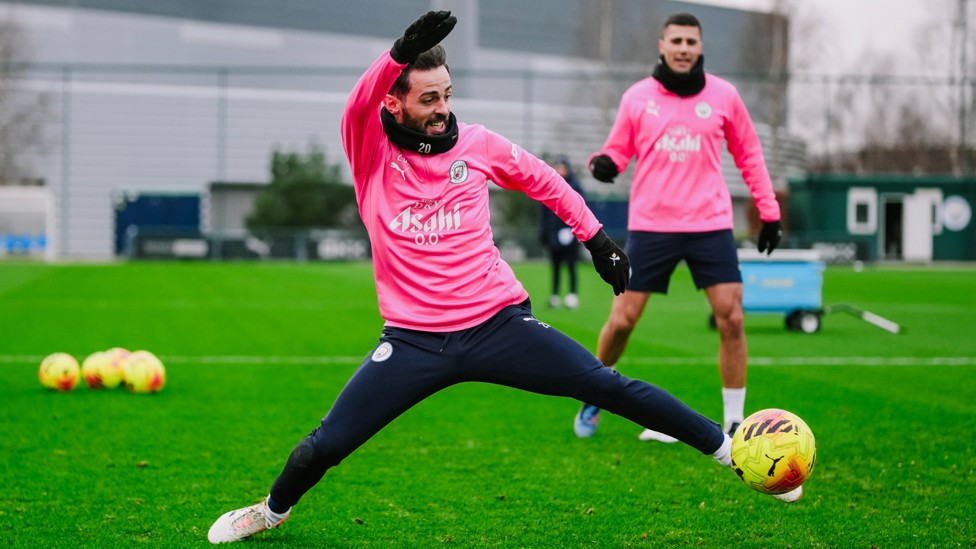 FULL STRETCH : Bernardo Silva lunges for a ball