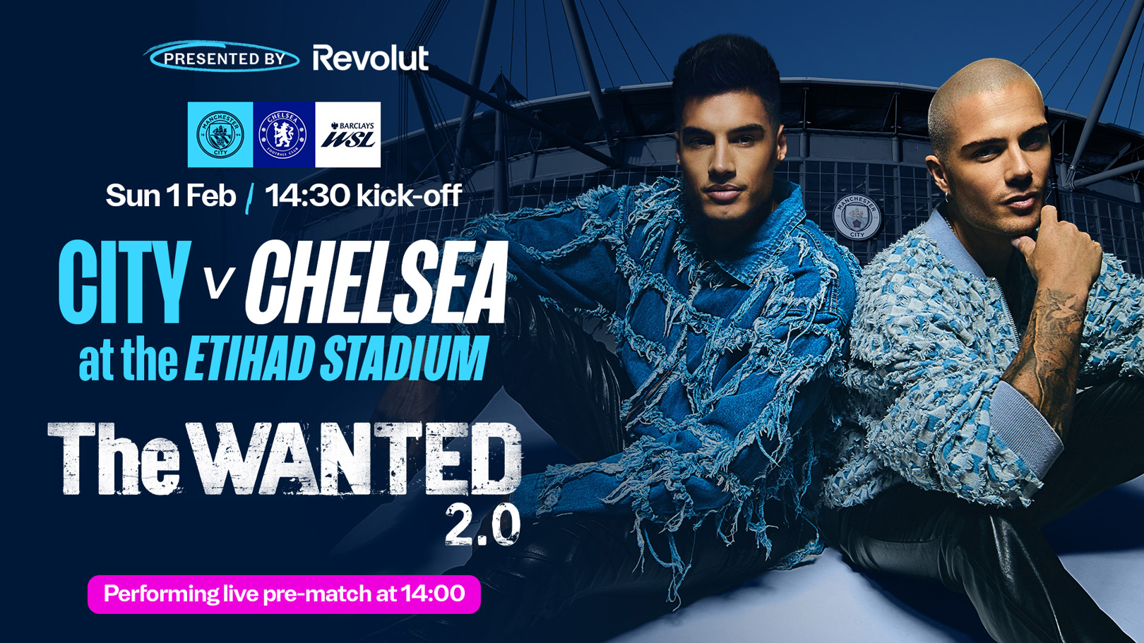 The Wanted 2.0 to play at the Etihad Stadium ahead of City v Chelsea! 