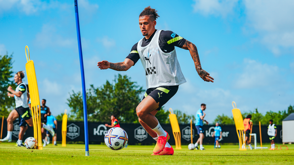  ON THE BALL : Kalvin Phillips accelerates into space
