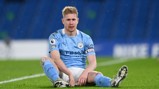SITTING MIDFIELDER: Kevin De Bruyne goes to ground