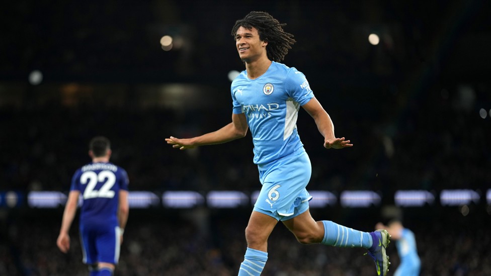SEVENTH HEAVEN : A great header from Nathan finishes off a stunning night at the Etihad. 