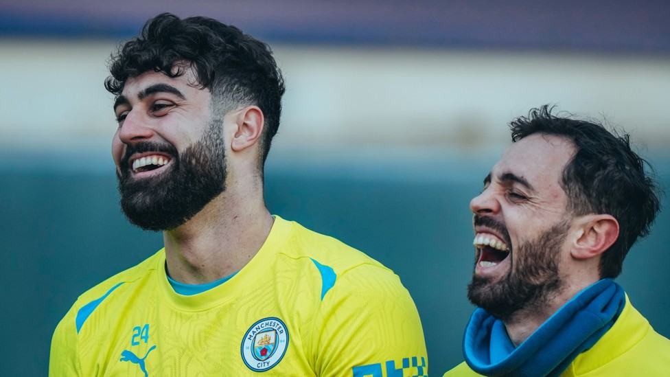 DYNAMIC DUO : Josko Gvardiol and Bernardo Silva share a smile.