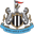 Newcastle United logo featuring two seahorses on either side of a shield with a castle and a lion on top, and a blue ribbon at the bottom with 'Newcastle United' text.