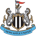 Newcastle United logo featuring two seahorses on either side of a shield with a castle and a lion on top, and a blue ribbon at the bottom with 'Newcastle United' text.