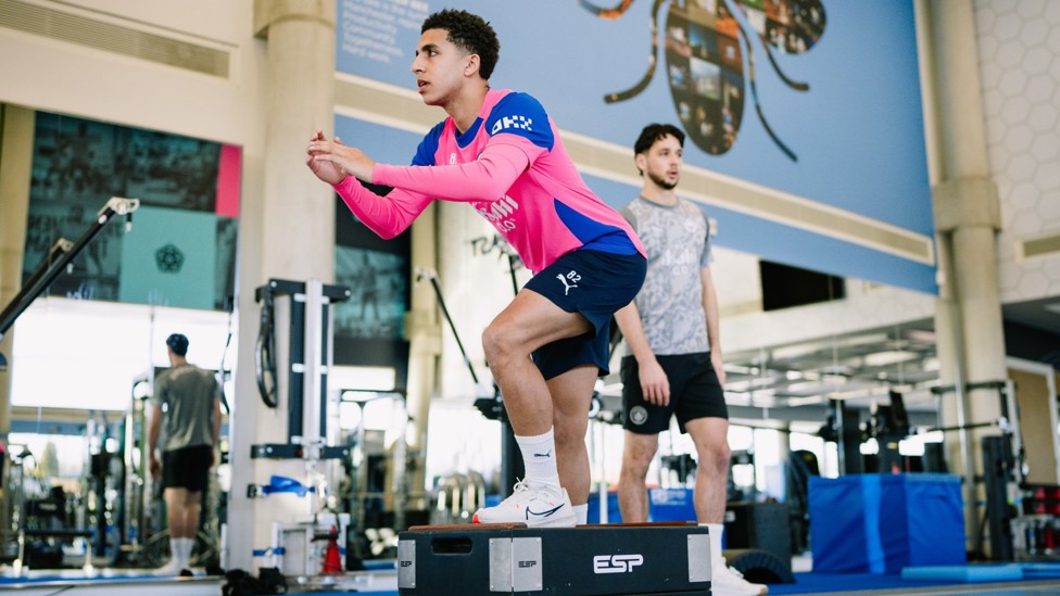 STEPPING UP : Rico Lewis hard at work in the gym