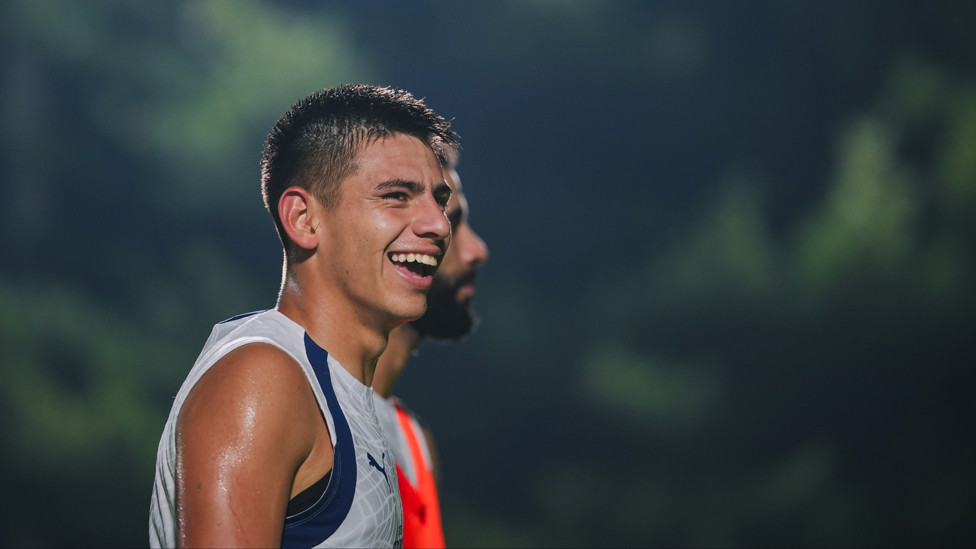 SWEAT AND CHEERS: Claudio Echeverri takes a breather 