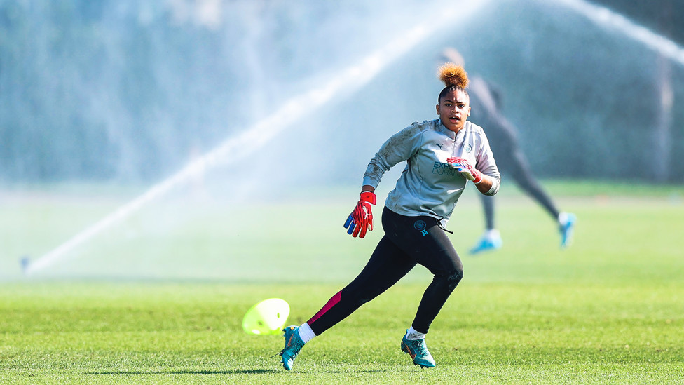 MAKING A SPLASH : Teenager Khiara Keating has deputised admirably between the sticks this season