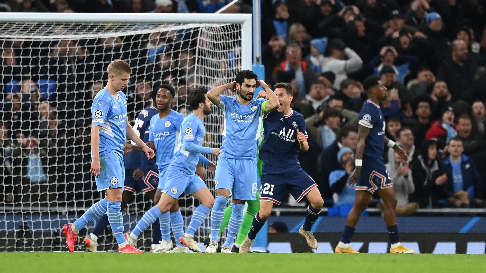 SO CLOSE: Ilkay Gundogan can't believe it after hitting the post