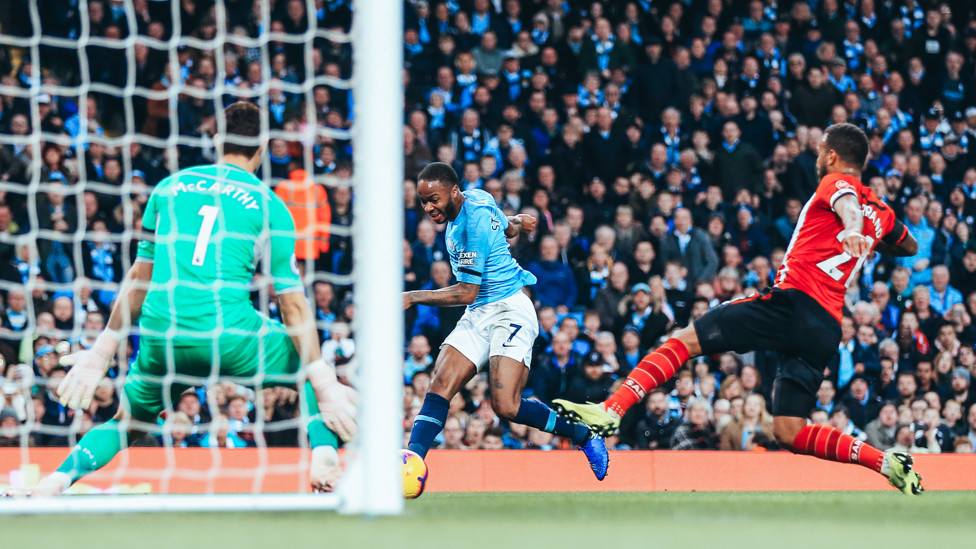 HALF CENTURY : A brace in a 5-1 win over Southampton sees Sterling reach the 50-goal mark in a City shirt in November 2018.