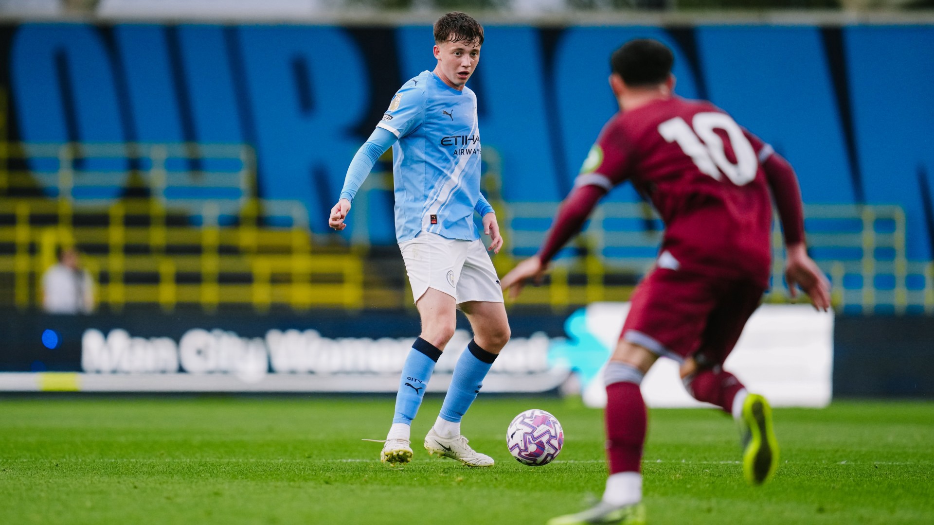 UNDER PRESSURE : Kian Noble on the ball. 