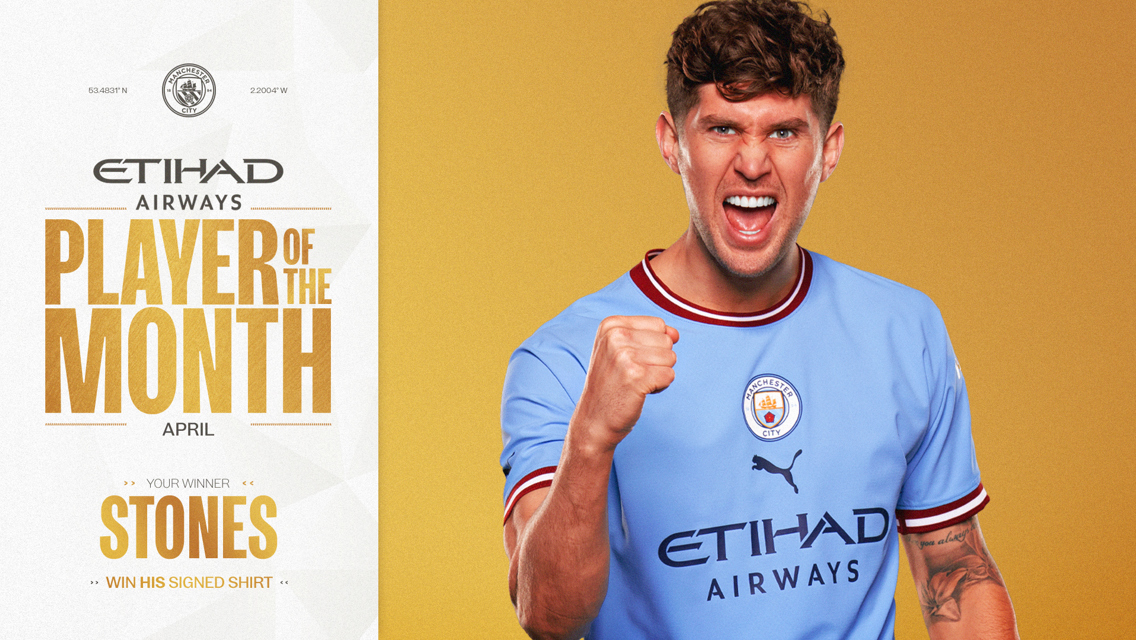 Stones voted Etihad Player of the Month