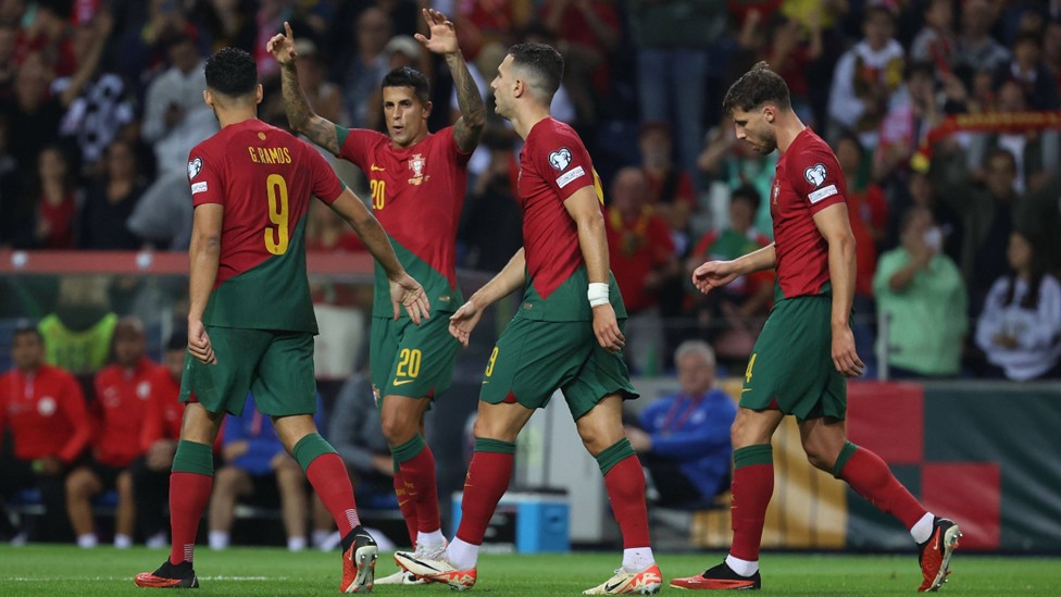 ON TARGET: Joao Cancelo was amongst the Portugal scorers