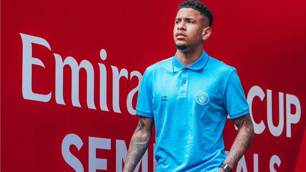 LOOKING SAVVY : Savinho arrives at the stadium.