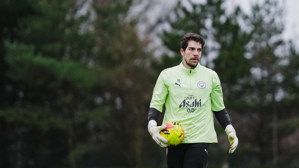 ON THE GRASS  : The ball in Stefan Ortega Moreno's safe hands. 