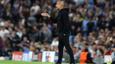 THE BOSS: Guardiola provides instructions from the touchline.