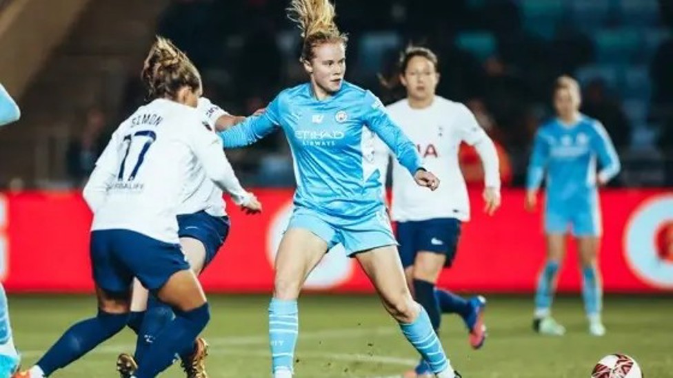 DEBUT DELIGHT The midfielder makes her City bow in a strong 3-0 win over Tottenham. 