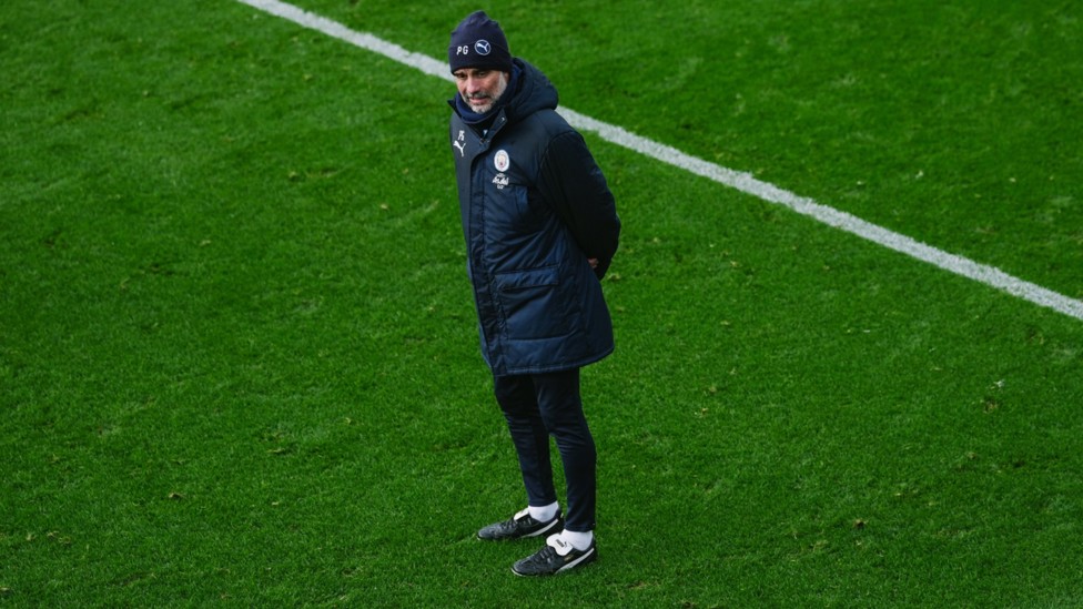 THE BOSS: Pep Guardiola watches over proceedings.
