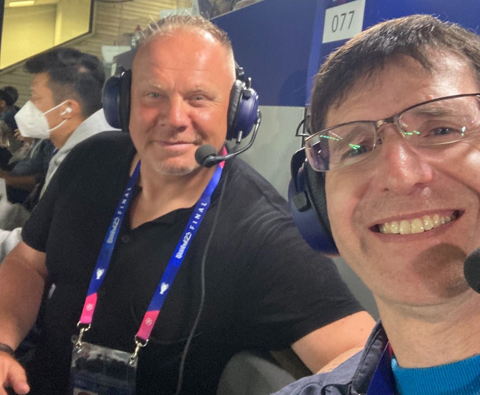 TURKISH DELIGHT: Alastair with co-commentator Andy Morrison at last season's Champions League final in Istanbul.