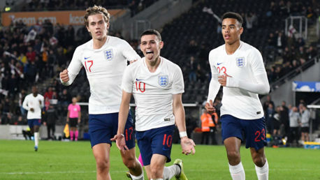 ON THE MARK: Phil Foden struck the opening goal for England Under-21s away in Albania