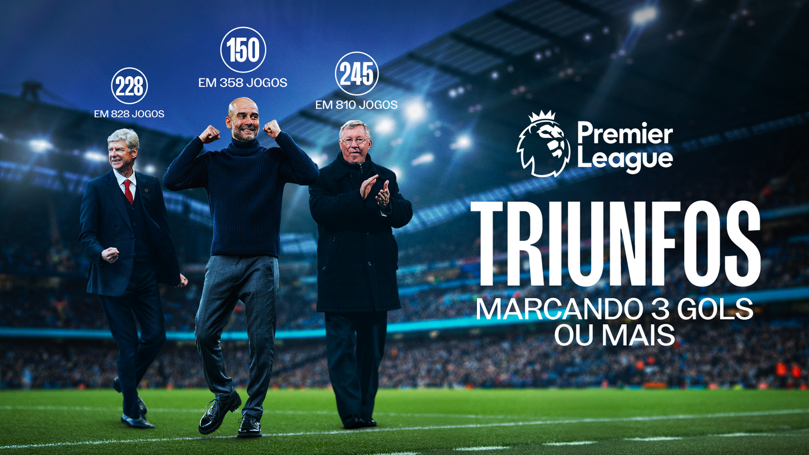 Guardiola atinge 150 vitórias na Premier League com três ou mais gols marcados