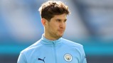 SET IN STONES: The centre-back has his game face on as kick-off looms.