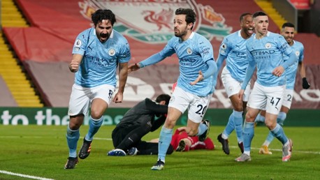 GUNDO-GOAL: The midfielder wheels away to celebrate - right place at the right time.