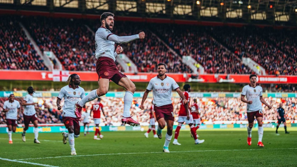 HEADING HOME : Josko opens the scoring in a 2-0 triumph at Nottingham Forest in April 2024.