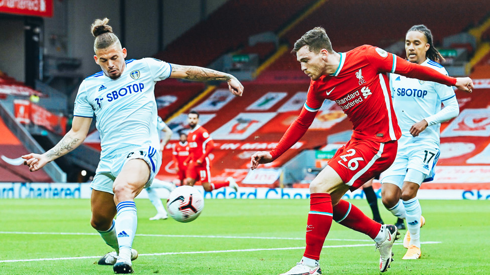 PREMIER LEAGUE : Our new number four grabbed an assist on his first top flight appearance as Leeds were edged out 4-3 by Liverpool at Anfield