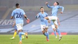 PHIL-ING IT: Foden celebrates putting us ahead with an accurate finish just before the interval.