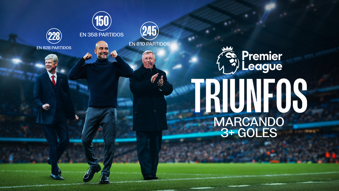 Image showing Premier League coaches with victories scoring 3+ goals: 228 in 828 matches, 150 in 358 matches, 245 in 810 matches.