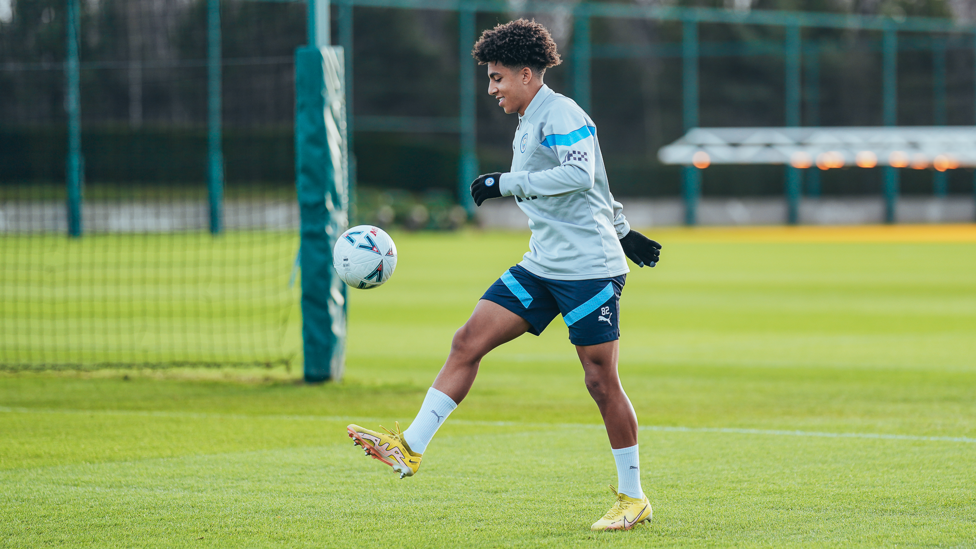 KEEP UP : Rico Lewis made an impact off the bench at Stamford Bridge