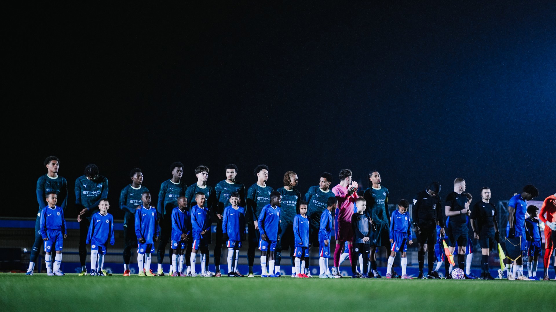 LINE-UP  : City's team take centre stage.