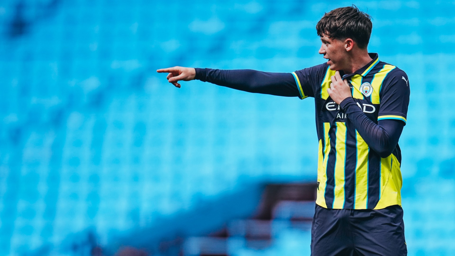 POINTING THE WAY: Kian Noble urges City on. 