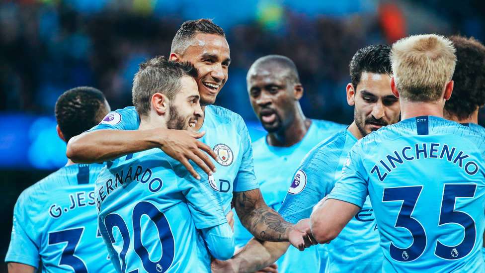 DEBUT DELIGHT : Bernardo makes his debut in a 2-0 win over Brighton. 