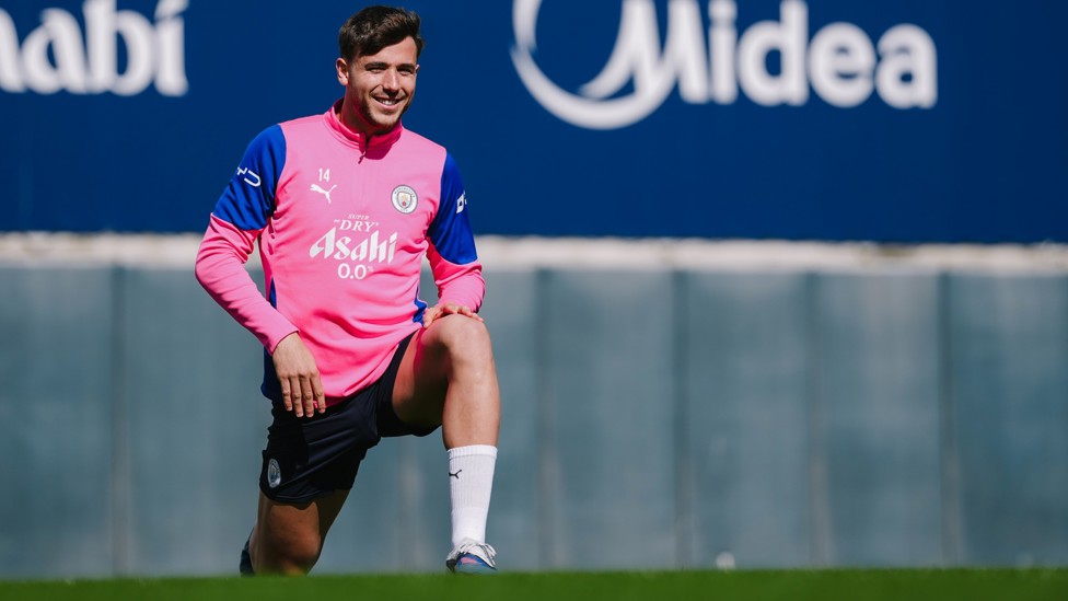 ONE FOOT FORWARD: Nico Gonzalez smiles while stretching