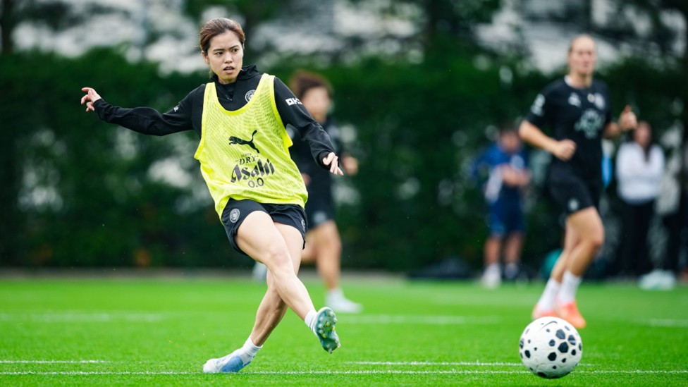 MIDDLE MARCH: Yui Hasegawa pings in an effort on goal.