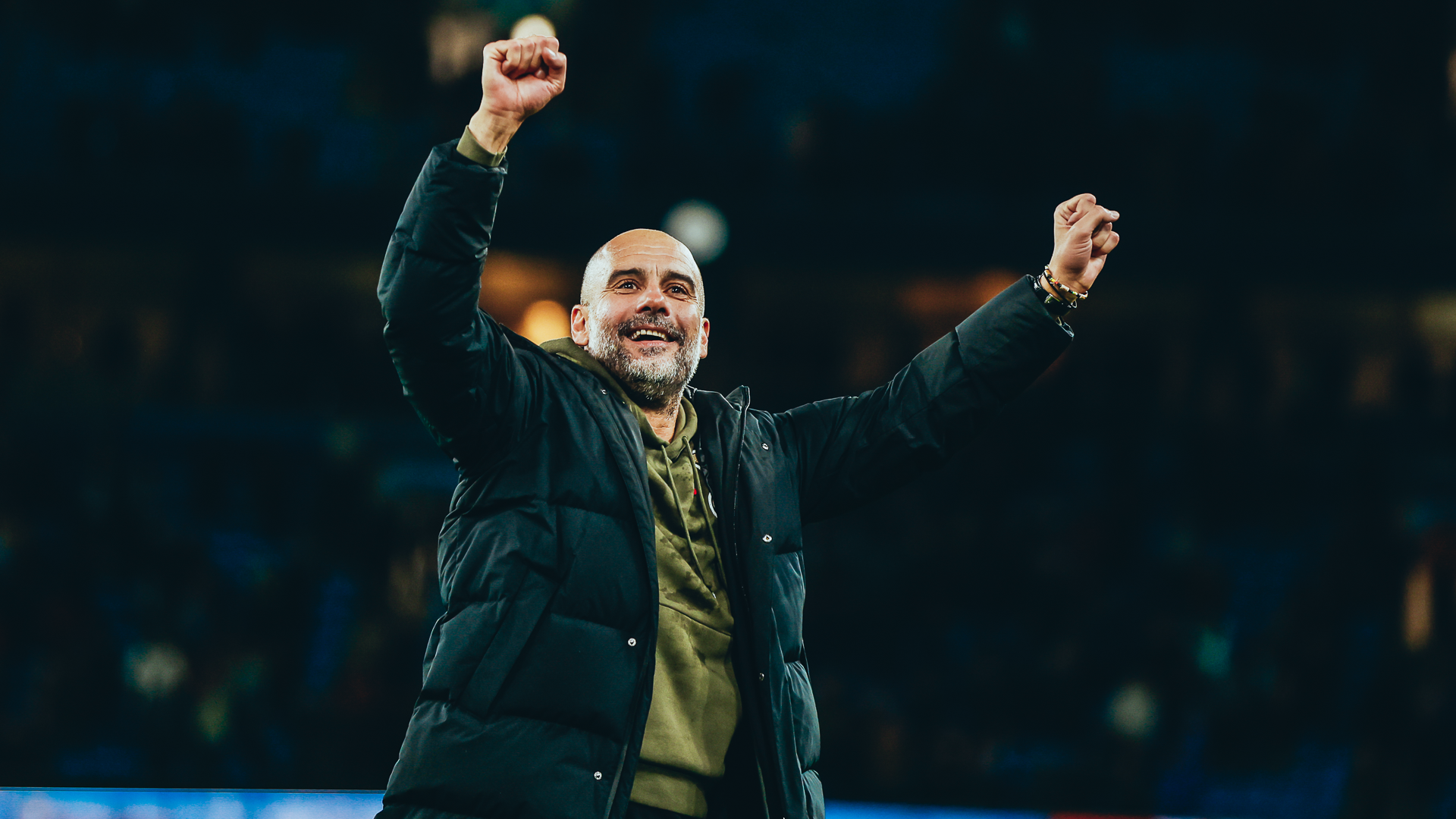 JOY: Pep's reaction at full time says it all...