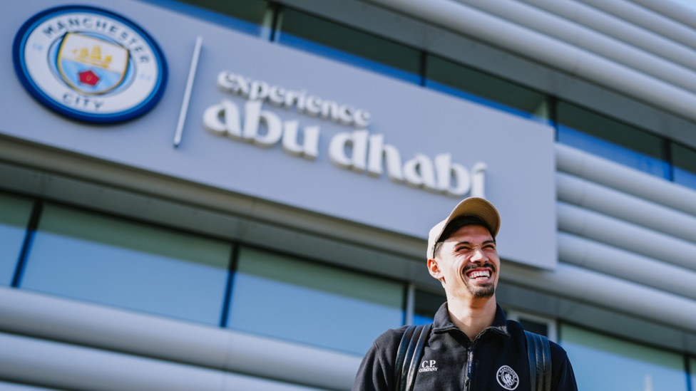 ALL SMILES: Tijjani Reijnders summed up the mood in camp as City set off for the capital.