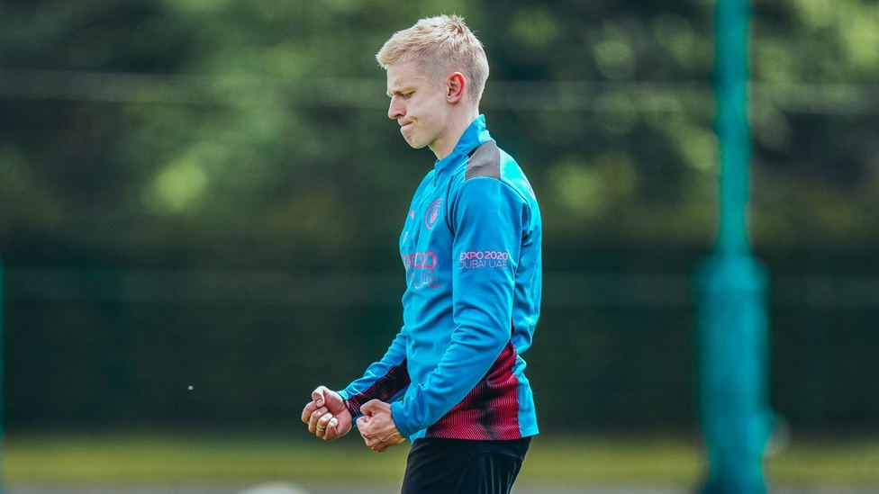 GET IN THERE : Zinchenko celebrates a goal during the drills