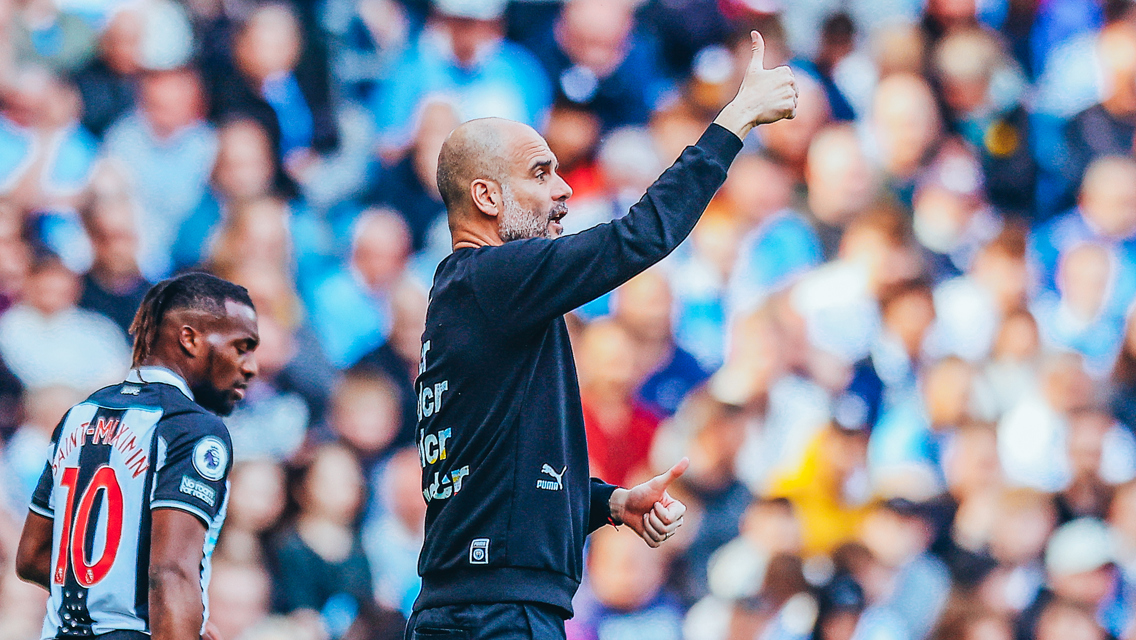 THUMBS UP: Seal of approval from Pep.