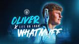 Manchester City promotional graphic for Oliver Whitmuff featuring 'Life on Loan'.